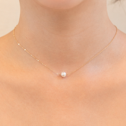 Single Pearl Choker Necklace with Swarovski Clasp
