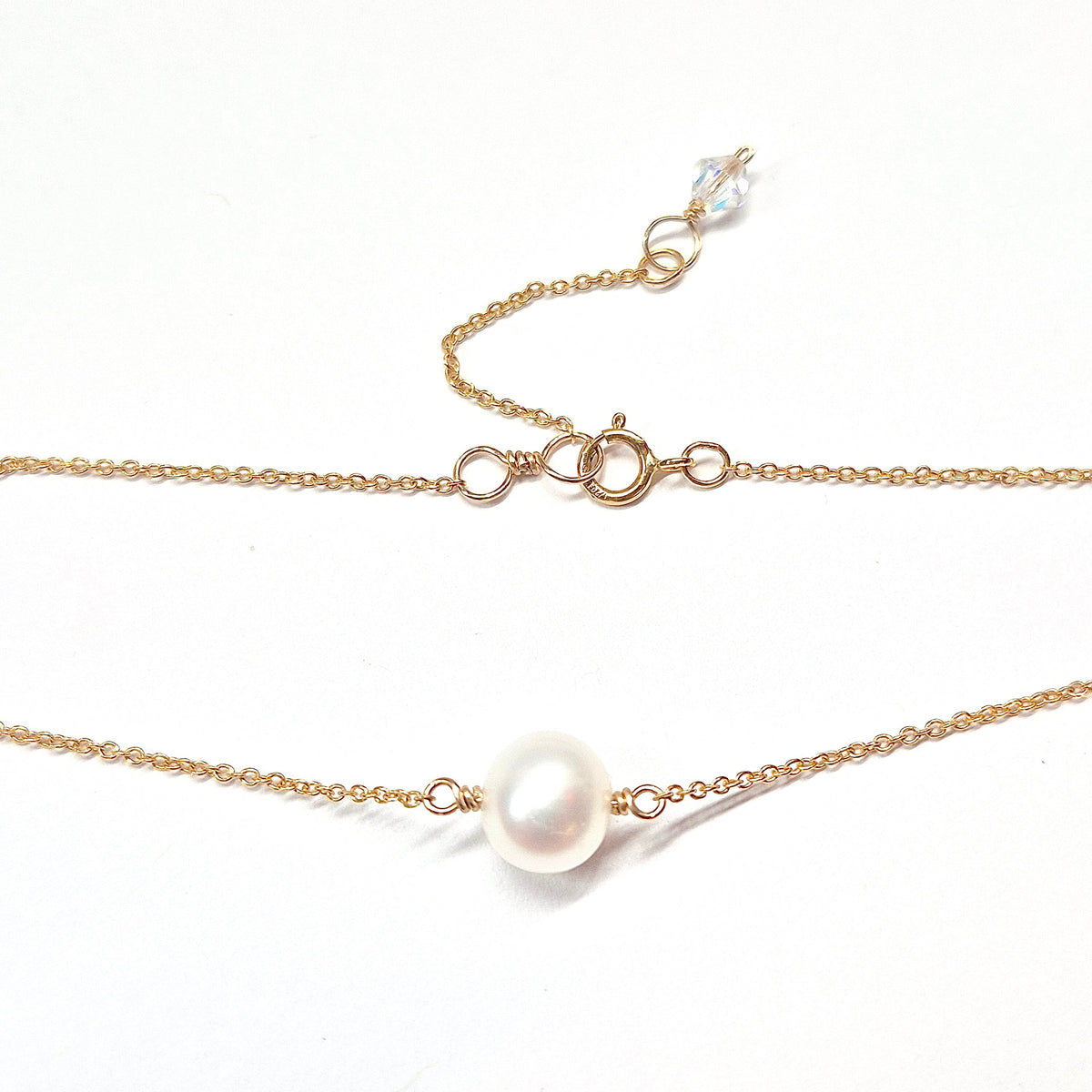 Single Pearl Choker Necklace with Swarovski Clasp
