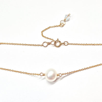 Single Pearl Choker Necklace with Swarovski Clasp