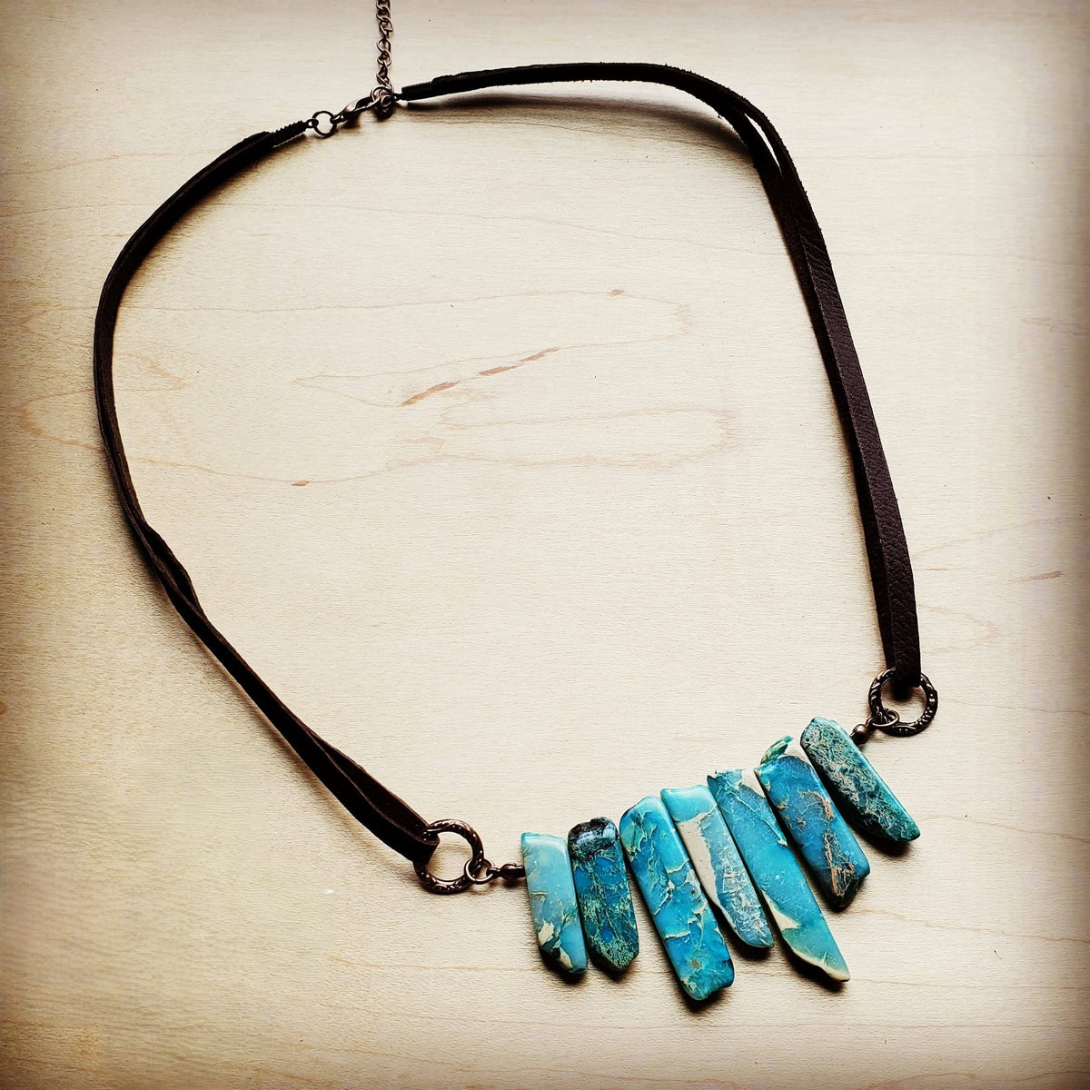 Regalite Slab Necklace with Leather Closure 252j