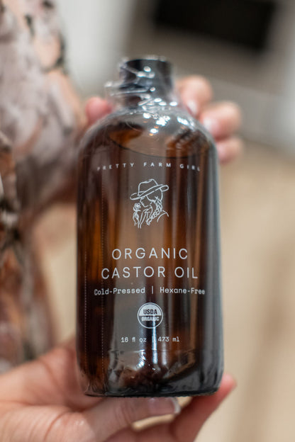 Organic Pure Castor Oil + Cloth Pack Bundle Pretty farm girl