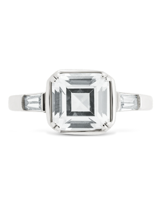 Sterling Silver Asscher Baguette Ring
