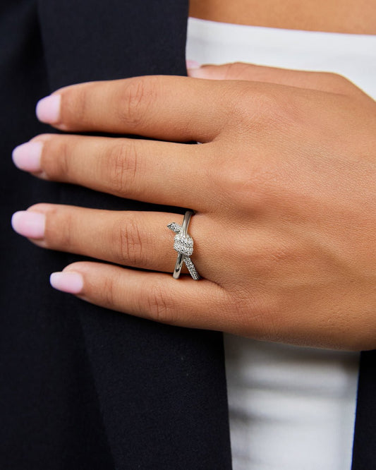 Sterling Silver Irene CZ Twisted Ring