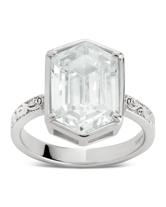 Sterling Silver Hexagon Bezel Ring