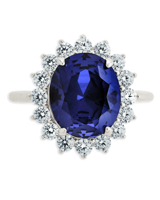 Sterling Silver Sapphire Halo Ring