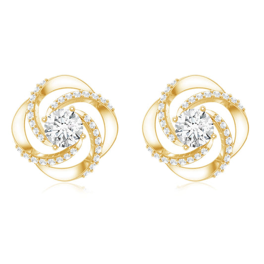 Certified Lab 0.9 Carat Round Diamond Swirl Stud Earrings