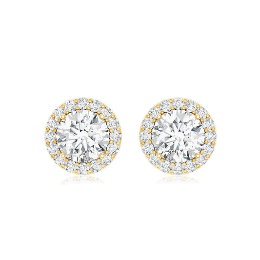 0.9 Carat Round Lab Grown Diamond Halo Stud Earrings With Screw Back