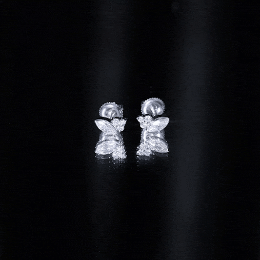 Bezel Set Lab Marquise Diamond Stud Earrings
