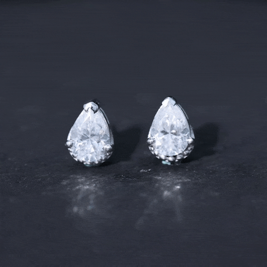 Certified Lab 1.3 Carat Pear Diamond Designer Stud Earrings