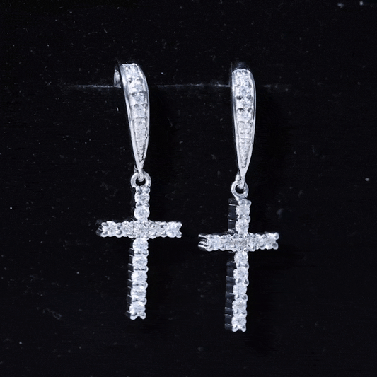 Certified Lab Grown Diamond Cross Fish Hook Earrings