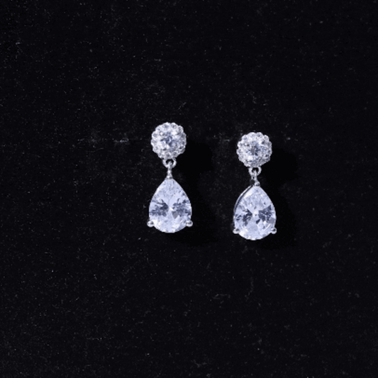 Certified 7X9 MM Zirconia Pear Drop Earrings For Wedding