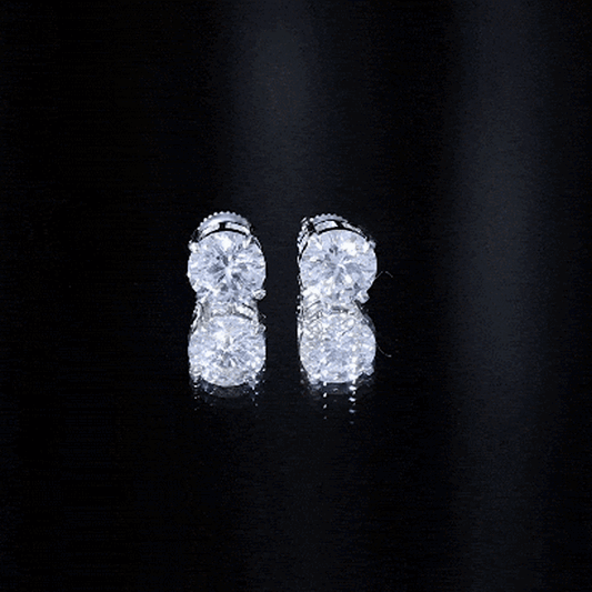 Certified 4 Carat Moissanite Stud Earrings In Silver