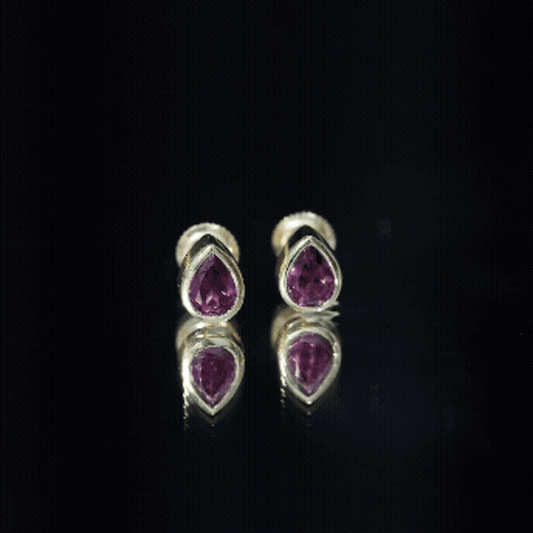 1.7 Carat Pear Shape Rhodolite Garnet Stud Earrings For Women