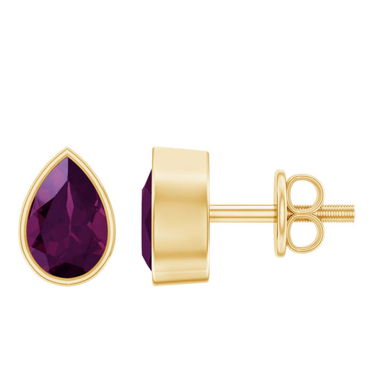 1.7 Carat Pear Shape Rhodolite Garnet Stud Earrings For Women