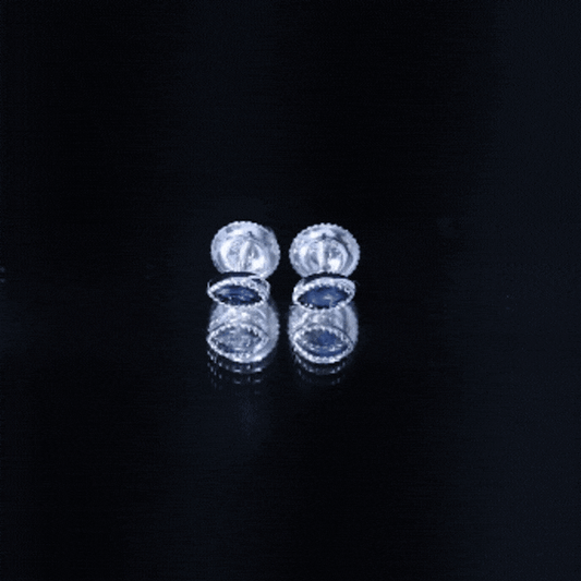 Natural 0.3 Carat Marquise Cut Blue Sapphire Earrings In Silver