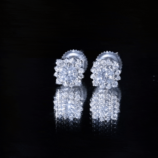 Certified Brilliant Cut Diamond Halo Stud Earrings