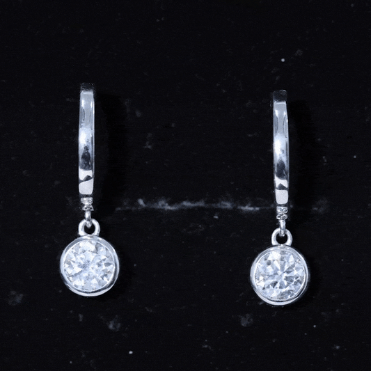 Bezel Set Lab Grown Diamond Drop Earrings For Women