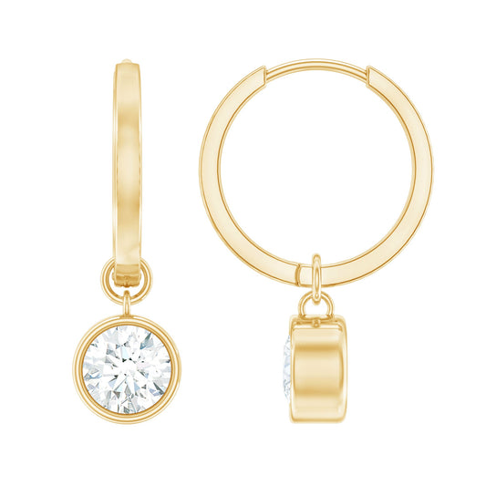 Bezel Set Lab Grown Diamond Drop Earrings For Women