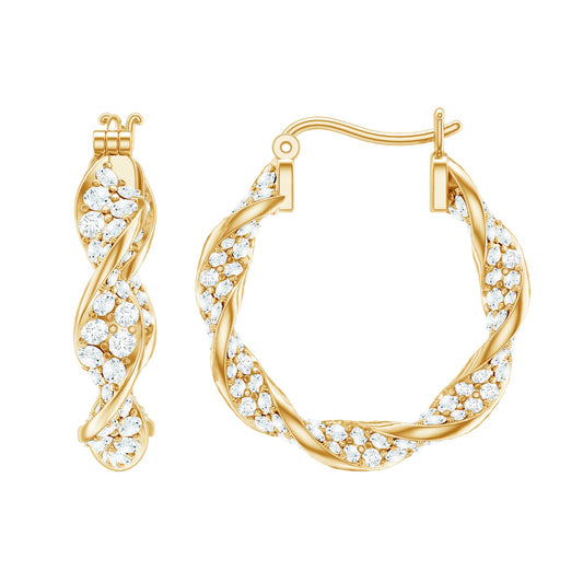 Certified Lab Grown Diamond Twisted Hoop Earrings For Women