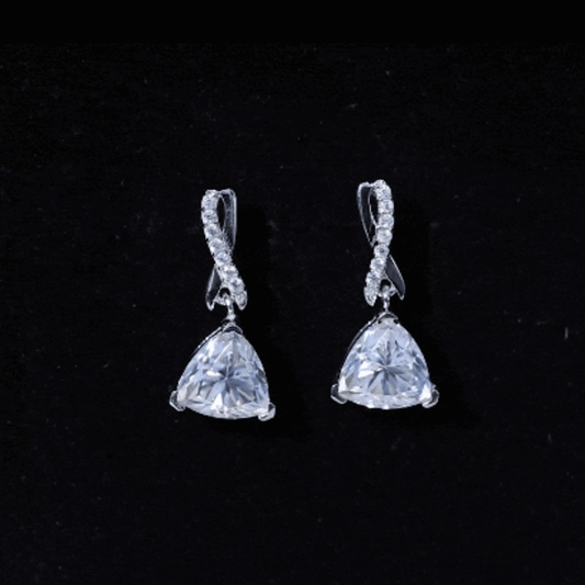 Certified 3 Carat Trilliant Cut Moissanite Infinity Drop Earrings