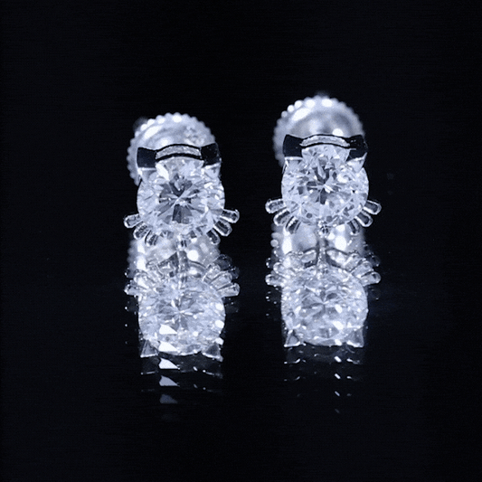Certified 6MM Lab Grown Diamond Cute Cat Earrings