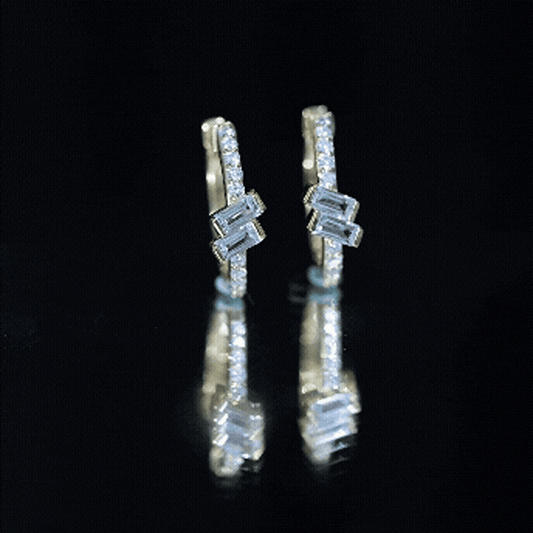 Natural Half Carat Aquamarine Hoop Earrings With Lab Diamond