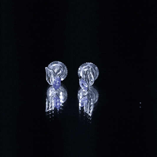 Natural Marquise Tanzanite Leaf Earrings With Screw Back