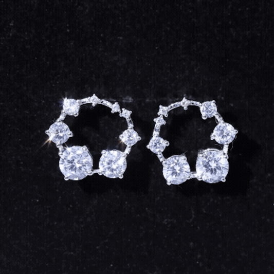Cubic Zirconia Big Stud Earrings with Screw Backs