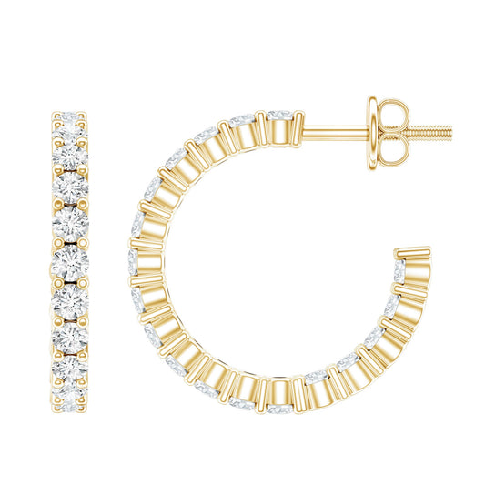 Lab Grown Diamond Hoop Earrings With Screw Back