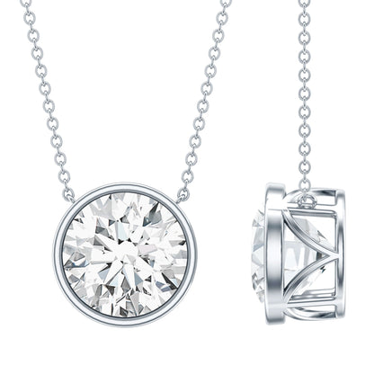 4 Carat Bezel Set Lab Grown Diamond Necklace with IGI Certificate