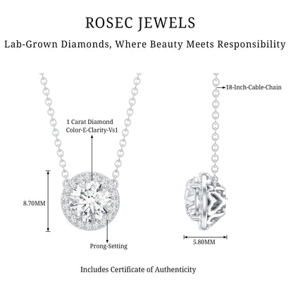 1 Carat Lab Grown Diamond Bridal Necklace with IGI Certificate