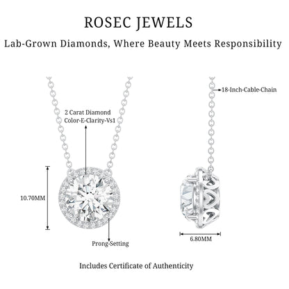 IGI Certified Round Lab Grown Diamond Wedding Necklace for Women