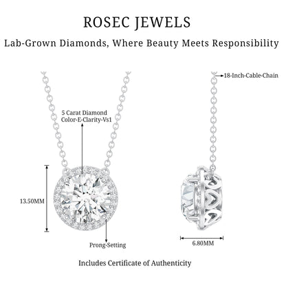 IGI Certified 5 Carat Lab Grown Diamond Wedding Necklace