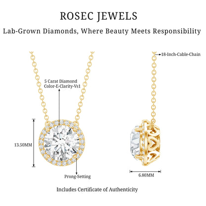 IGI Certified 5 Carat Lab Grown Diamond Wedding Necklace