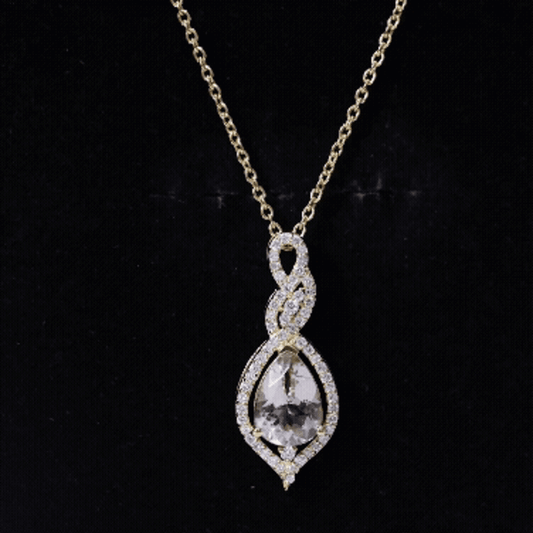 Certified 1.75 Carat Morganite Teardrop Necklace With Diamond