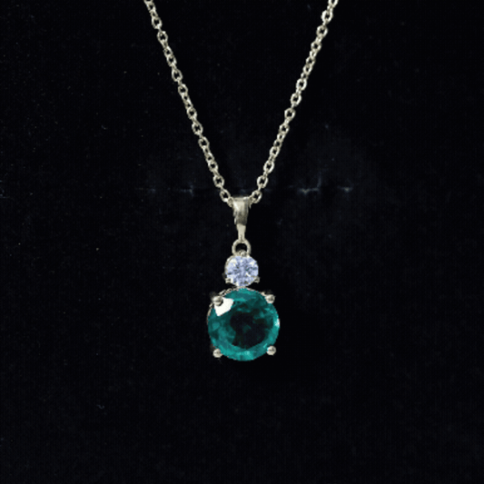 Certified 2.75 Carat Lab Created Emerald Solitaire Necklace with Silver Chain