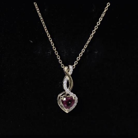 Certified 1 Carat Rhodolite Diamond Heart And Infinity Necklace