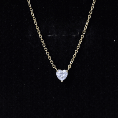 Certified Half Carat Moissanite Heart Promise Necklace with Silver Chain
