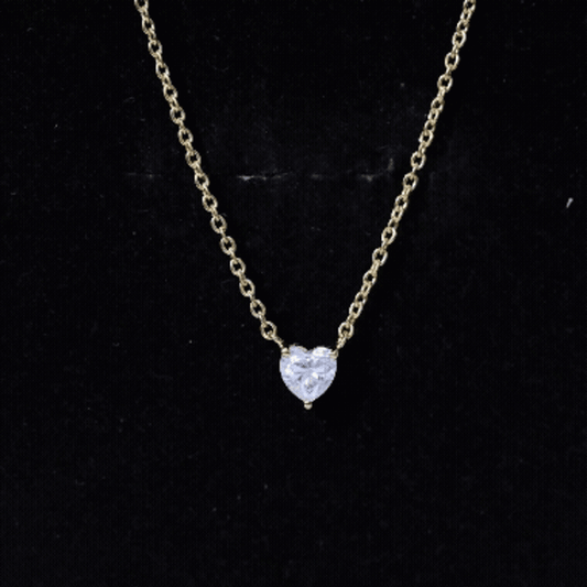 Certified Half Carat Moissanite Heart Promise Necklace With Silver Chain