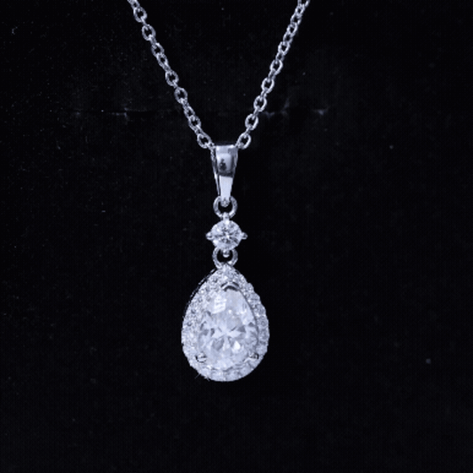 Pear Shaped 1.3 Carat Moissanite Pendant Necklace With Halo