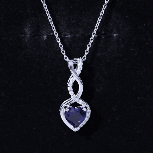 Lab Grown Blue Sapphire And Moissanite Infinity Heart Necklace With Chain
