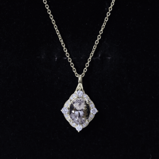 Vintage Inspired 2.5 Carat Morganite Bridal Necklace with Diamond Halo