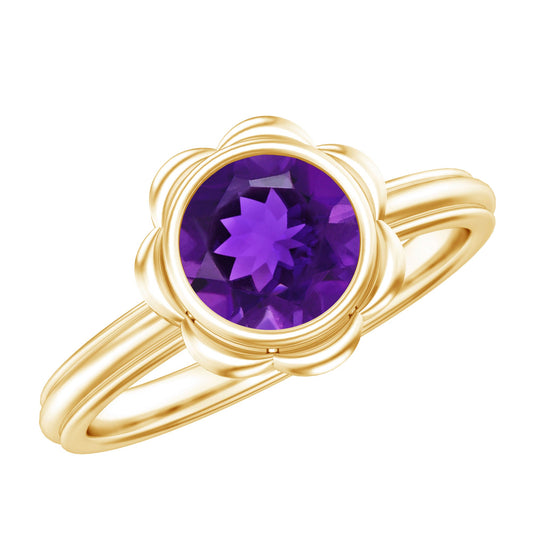1 Carat Amethyst Engagement Ring in Bezel Setting
