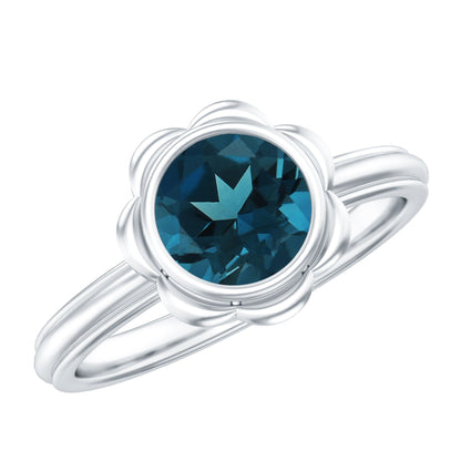Genuine 1.35 Carat London Blue Topaz Solitaire Engagement Ring