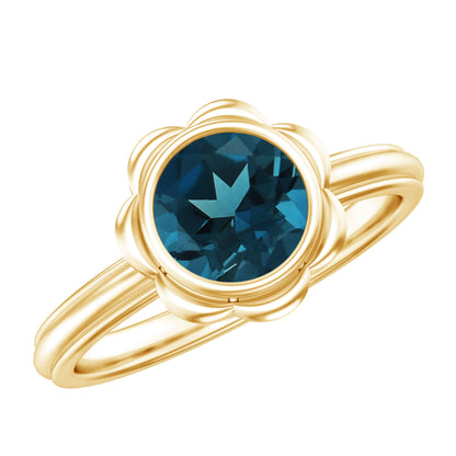 Genuine 1.35 Carat London Blue Topaz Solitaire Engagement Ring