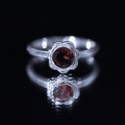 1.7 Carat Round Cut Garnet Flower Engagement Ring for Women