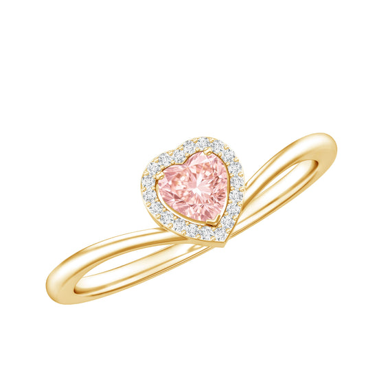 IGI Certified Lab Grown Pink Diamond Heart Promise Ring With Halo