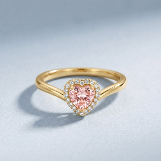IGI Certified Lab Grown Pink Diamond Heart Promise Ring With Halo
