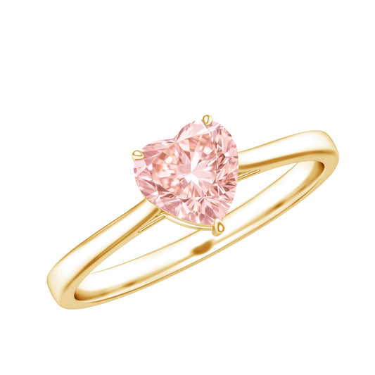 1 CT Lab Grown Pink Diamond Heart Promise Ring With IGI Certificate