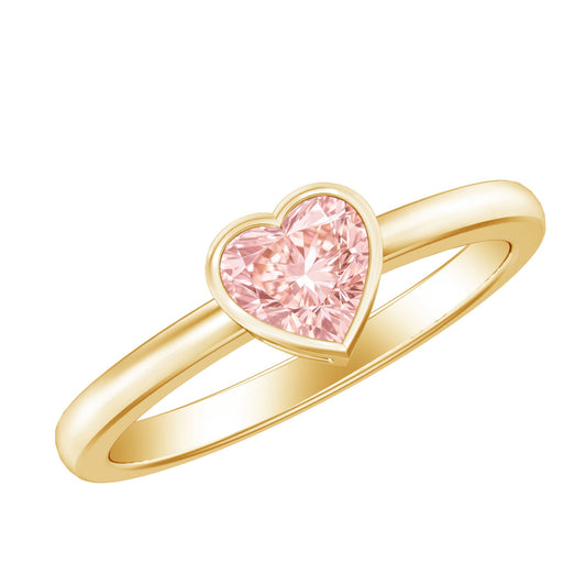 Bezel Set Lab Grown Pink Diamond Solitaire Promise Ring With IGI Certificate